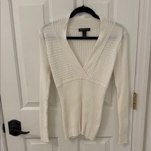 INC International Concepts Cream Ribbed Sweater